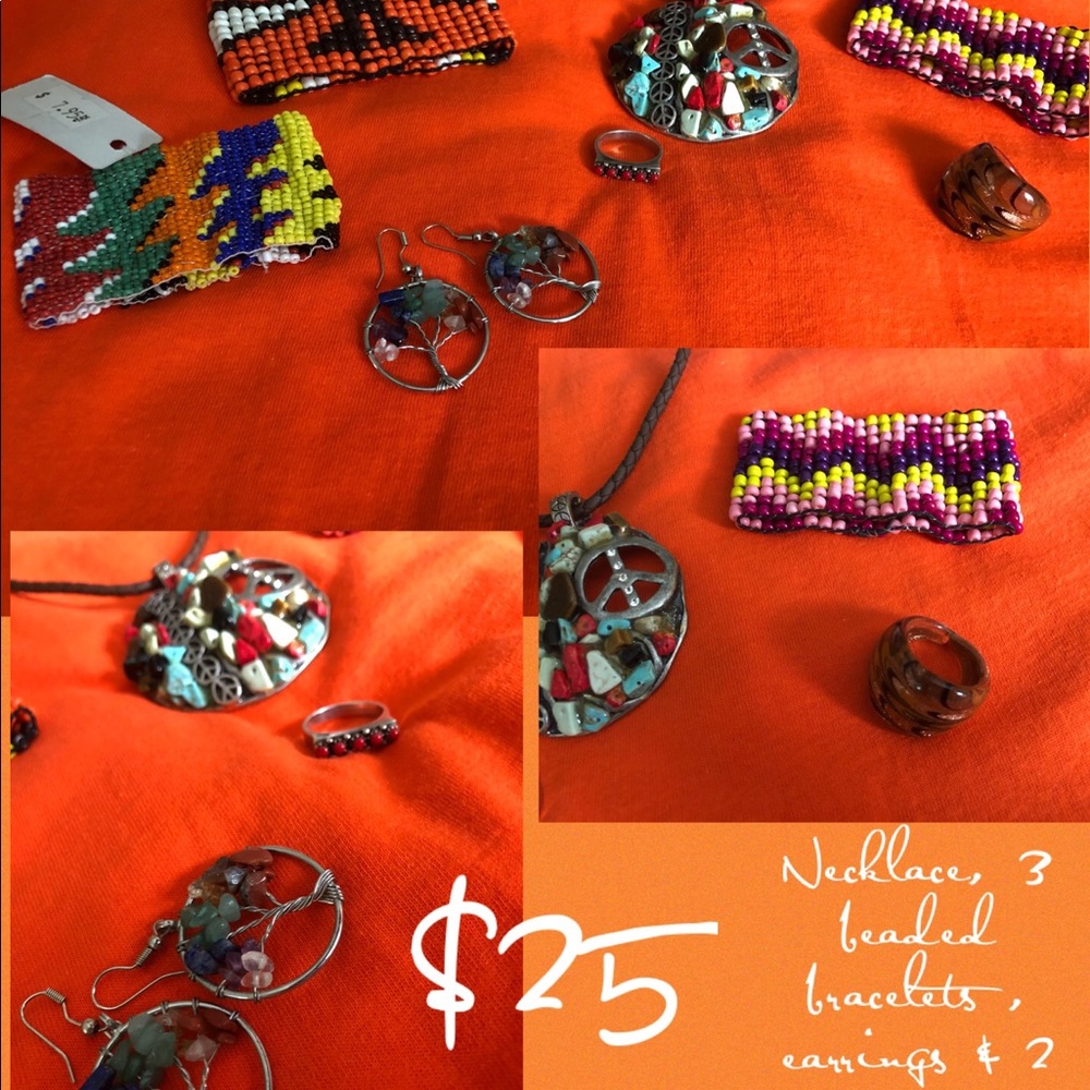 Beaded, sterling etc. jewelry group